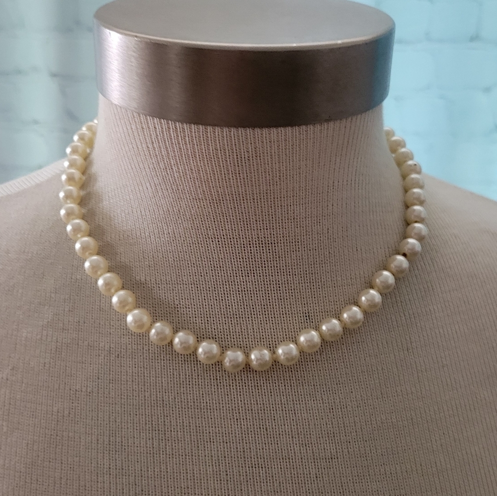 Vintage Glass Pearl Necklace Barrel Clasp Wedding Prom